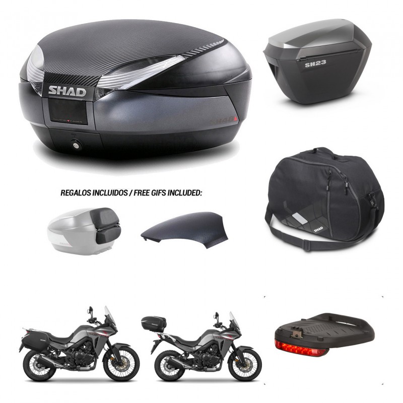 SHAD SH23 alu suitcases + mounting bracket SH48 trunk backrest cover accessories 49 L KIT-476251