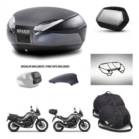 SHAD Maletas SH35 PREMIUM + soporte montaje baul SH48 tapa respaldo accesorios 49 L KIT-476256