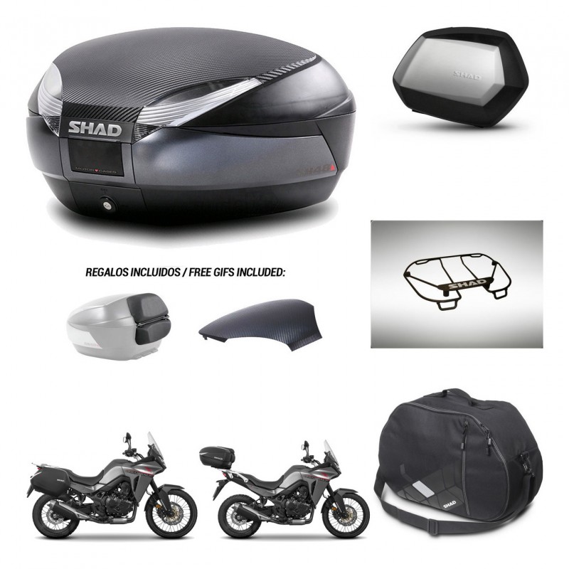 SHAD SH35 PREMIUM suitcases + mounting bracket SH48 trunk backrest cover accessories 49 L KIT-476267