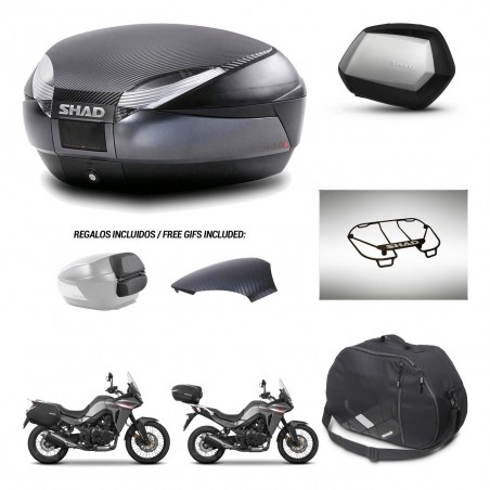 SHAD Maletas SH35 PREMIUM + soporte montaje baul SH48 tapa respaldo accesorios 49 L KIT-476267