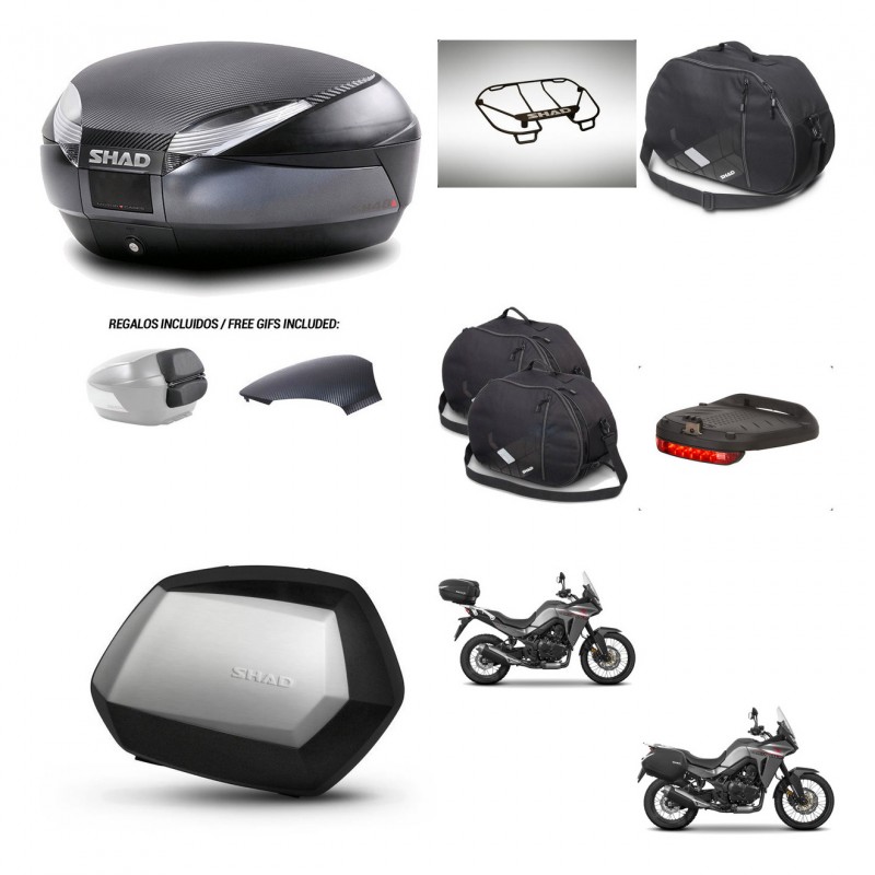 SHAD Maletas SH35 PREMIUM + soporte montaje baul SH48 tapa respaldo accesorios 49 L KIT-476274