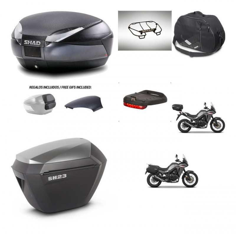 SHAD Maletas sh23 alu + soporte montaje baul SH48 tapa respaldo accesorios 49 L KIT-476275