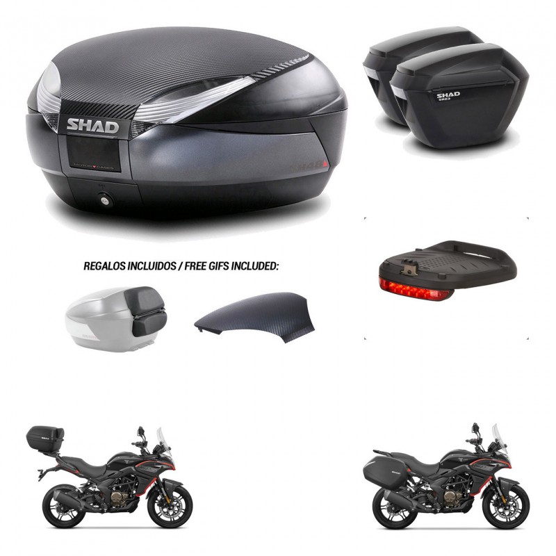 SHAD Maletas sh23 + soporte montaje baul SH48 tapa respaldo accesorios 49 L KIT-476284