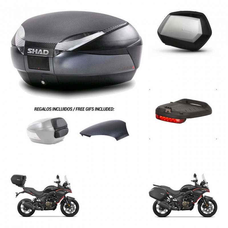 SHAD Maletas SH35 PREMIUM + soporte montaje baul SH48 tapa respaldo accesorios 49 L KIT-476285