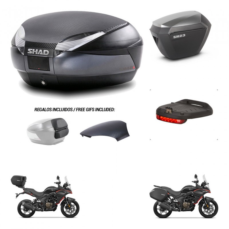 SHAD Maletas sh23 alu + soporte montaje baul SH48 tapa respaldo accesorios 49 L KIT-476287