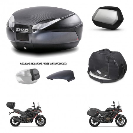SHAD Maletas SH35 PREMIUM + soporte montaje baul SH48 tapa respaldo accesorios 49 L KIT-476291