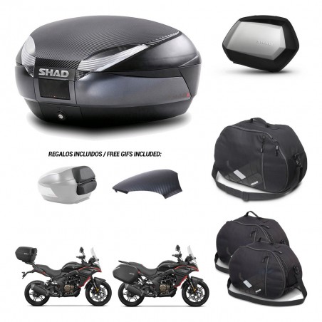 SHAD Maletas SH35 PREMIUM + soporte montaje baul SH48 tapa respaldo accesorios 49 L KIT-476292