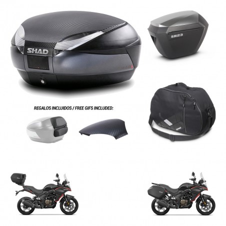 SHAD Maletas sh23 alu + soporte montaje baul SH48 tapa respaldo accesorios 49 L KIT-476293