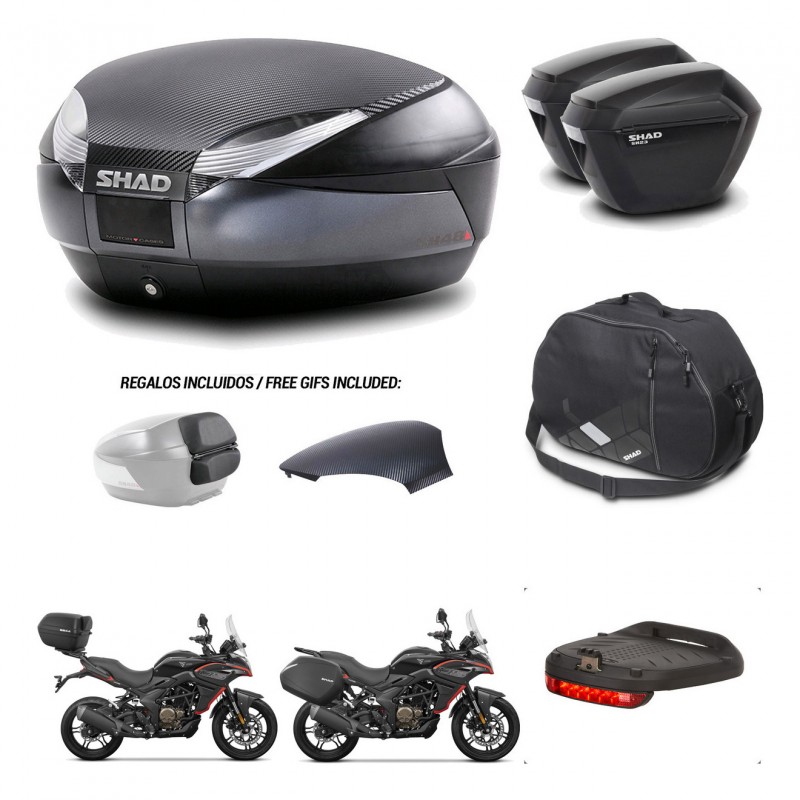 SHAD Maletas sh23 + soporte montaje baul SH48 tapa respaldo accesorios 49 L KIT-476296