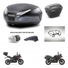SHAD SH23 alu suitcases + mounting bracket SH48 trunk backrest cover accessories 49 L KIT-476305