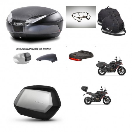 SHAD Maletas SH35 PREMIUM + soporte montaje baul SH48 tapa respaldo accesorios 49 L KIT-476310