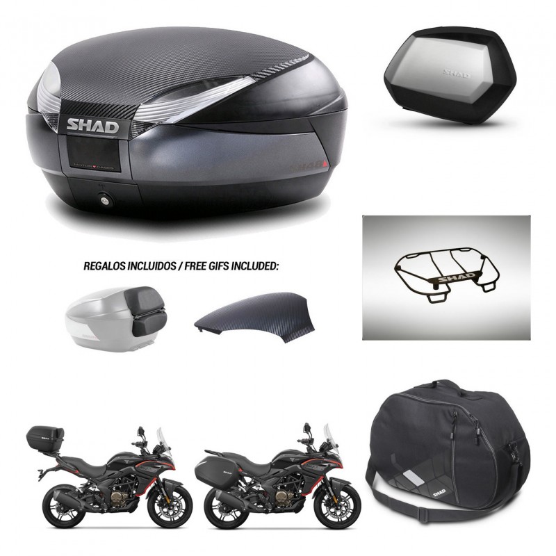SHAD SH35 PREMIUM suitcases + mounting bracket SH48 trunk backrest cover accessories 49 L KIT-476315