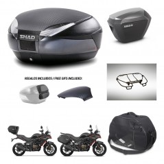 SHAD SH23 alu suitcases + mounting bracket SH48 trunk backrest cover accessories 49 L KIT-476317
