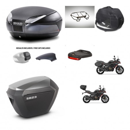 SHAD Maletas sh23 alu + soporte montaje baul SH48 tapa respaldo accesorios 49 L KIT-476323