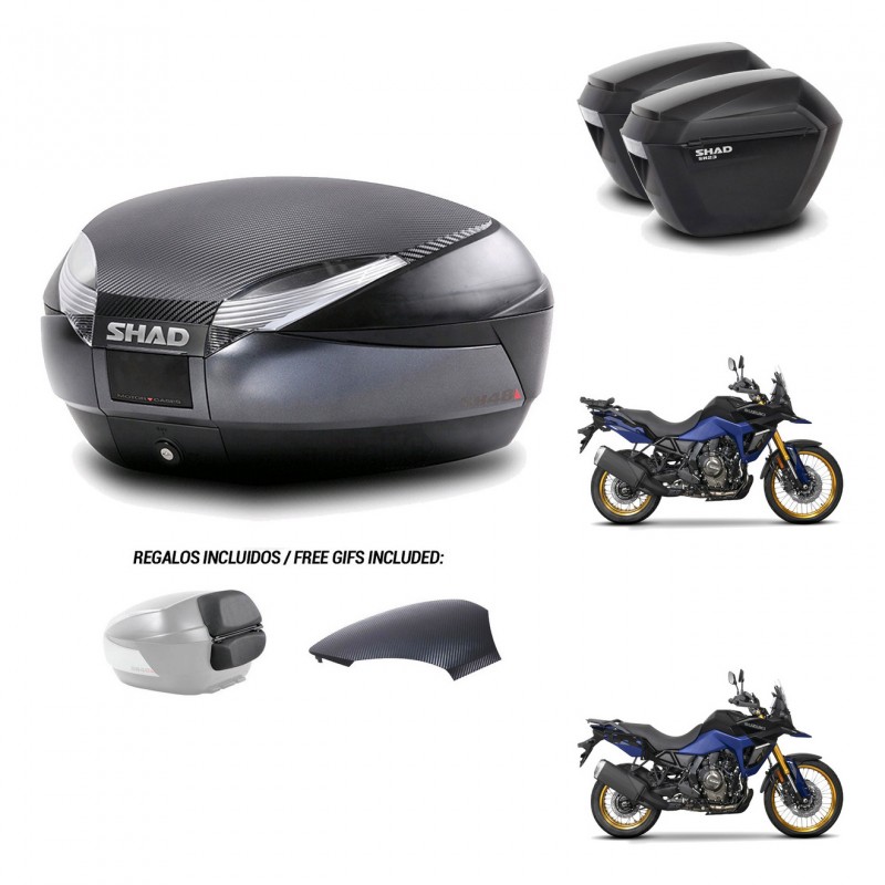 SHAD Suitcases sh23 + mounting bracket trunk SH48 backrest cover 49 L KIT-476326