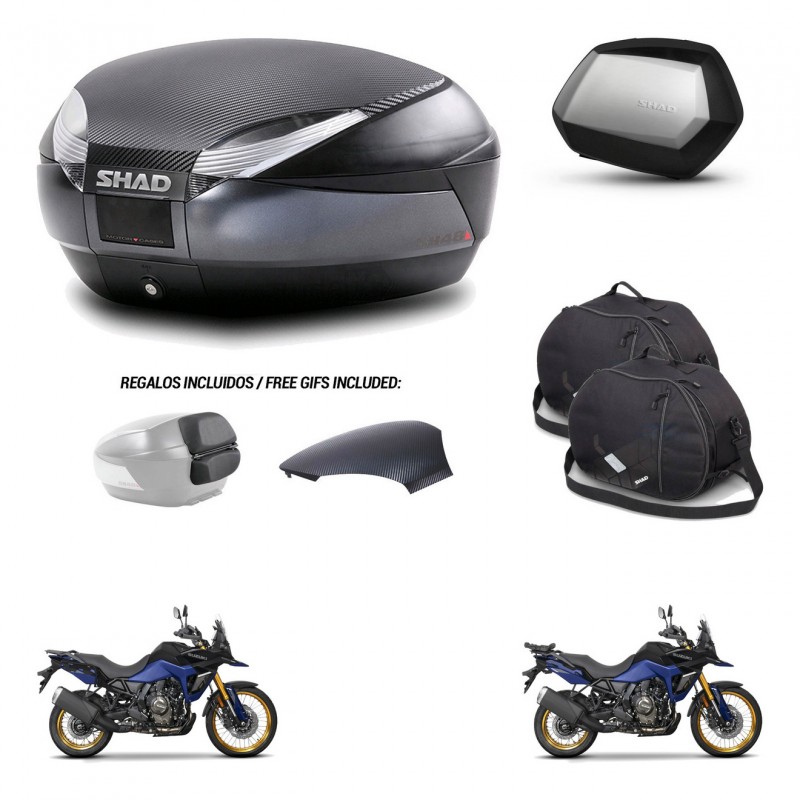 SHAD SH35 PREMIUM suitcases + mounting bracket SH48 trunk backrest cover accessories 49 L KIT-476328