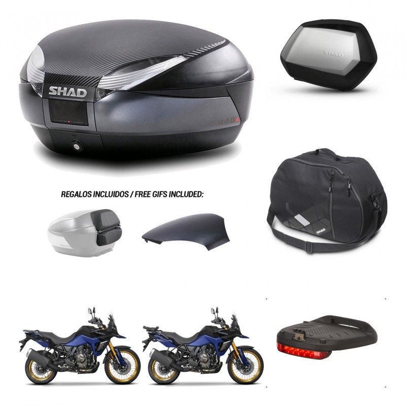 SHAD Maletas SH35 PREMIUM + soporte montaje baul SH48 tapa respaldo accesorios 49 L KIT-476345