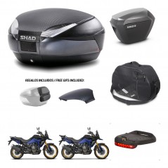 SHAD SH23 alu suitcases + mounting bracket SH48 trunk backrest cover accessories 49 L KIT-476347