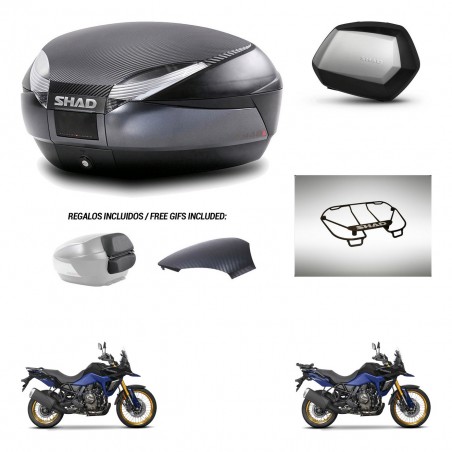 SHAD Maletas SH35 PREMIUM + soporte montaje baul SH48 tapa respaldo accesorios 49 L KIT-476351