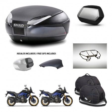 SHAD Maletas SH35 PREMIUM + soporte montaje baul SH48 tapa respaldo accesorios 49 L KIT-476352