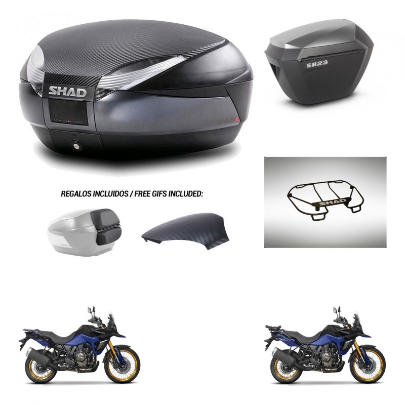 SHAD SH23 alu suitcases + mounting bracket SH48 trunk backrest cover accessories 49 L KIT-476353