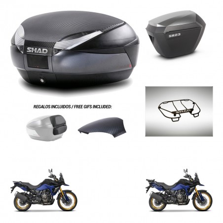 SHAD Maletas sh23 alu + soporte montaje baul SH48 tapa respaldo accesorios 49 L KIT-476353