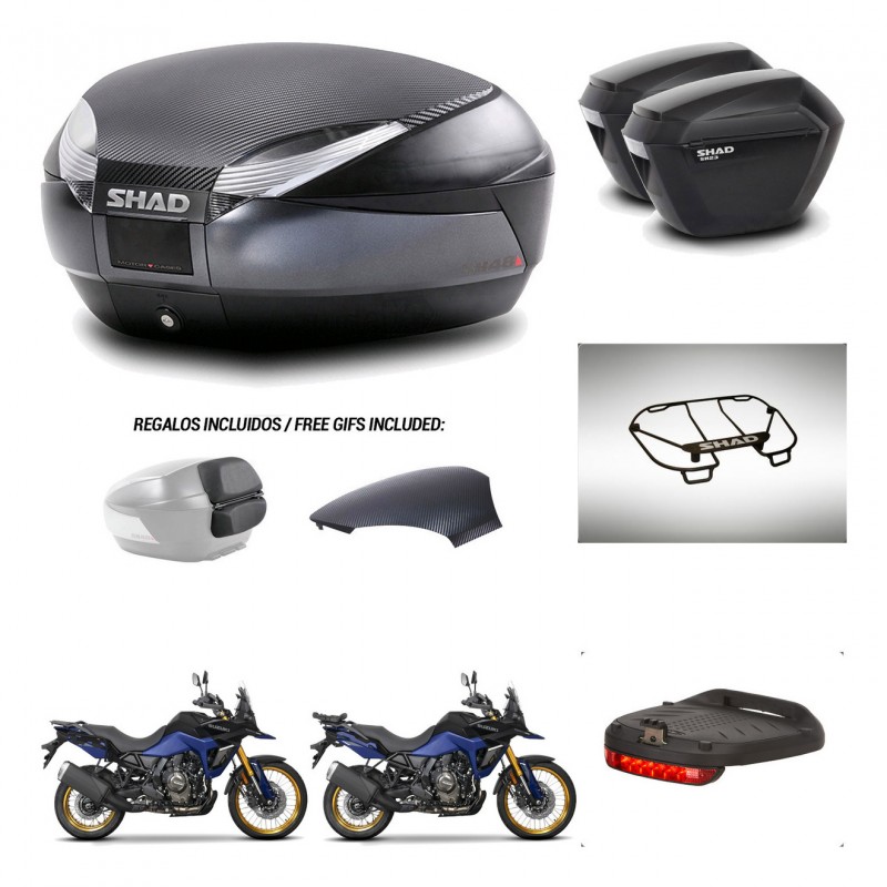 SHAD Suitcases sh23 + mounting bracket trunk SH48 backrest cover accessories 49 L KIT-476356