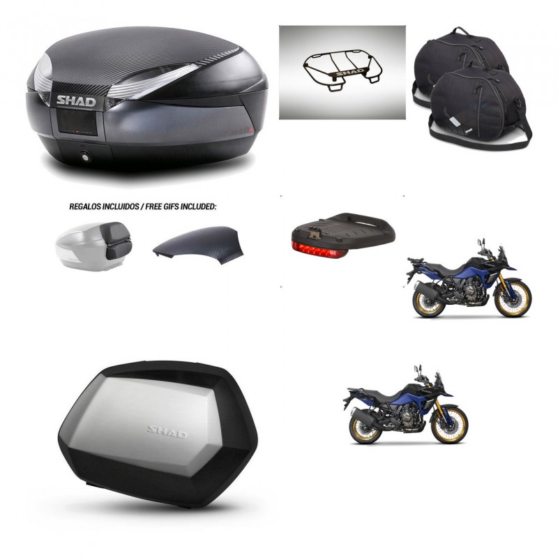 SHAD Maletas SH35 PREMIUM + soporte montaje baul SH48 tapa respaldo accesorios 49 L KIT-476358