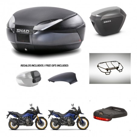 SHAD Maletas sh23 alu + soporte montaje baul SH48 tapa respaldo accesorios 49 L KIT-476359
