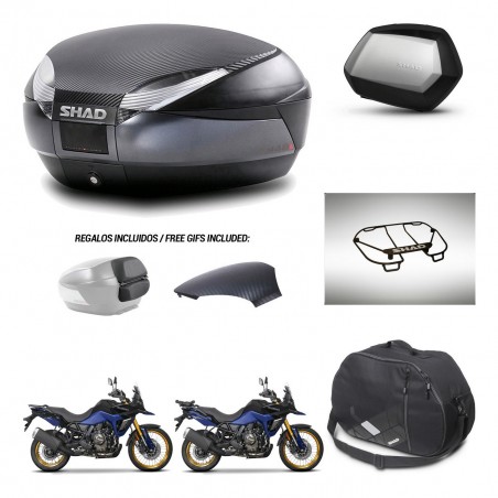 SHAD Maletas SH35 PREMIUM + soporte montaje baul SH48 tapa respaldo accesorios 49 L KIT-476363