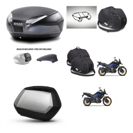 SHAD Maletas SH35 PREMIUM + soporte montaje baul SH48 tapa respaldo accesorios 49 L KIT-476364