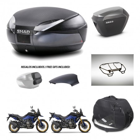 SHAD SH23 alu suitcases + mounting bracket SH48 trunk backrest cover accessories 49 L KIT-476365