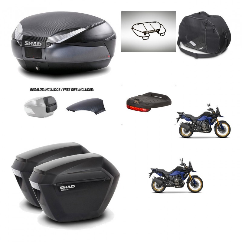 SHAD Maletas sh23 + soporte montaje baul SH48 tapa respaldo accesorios 49 L KIT-476368