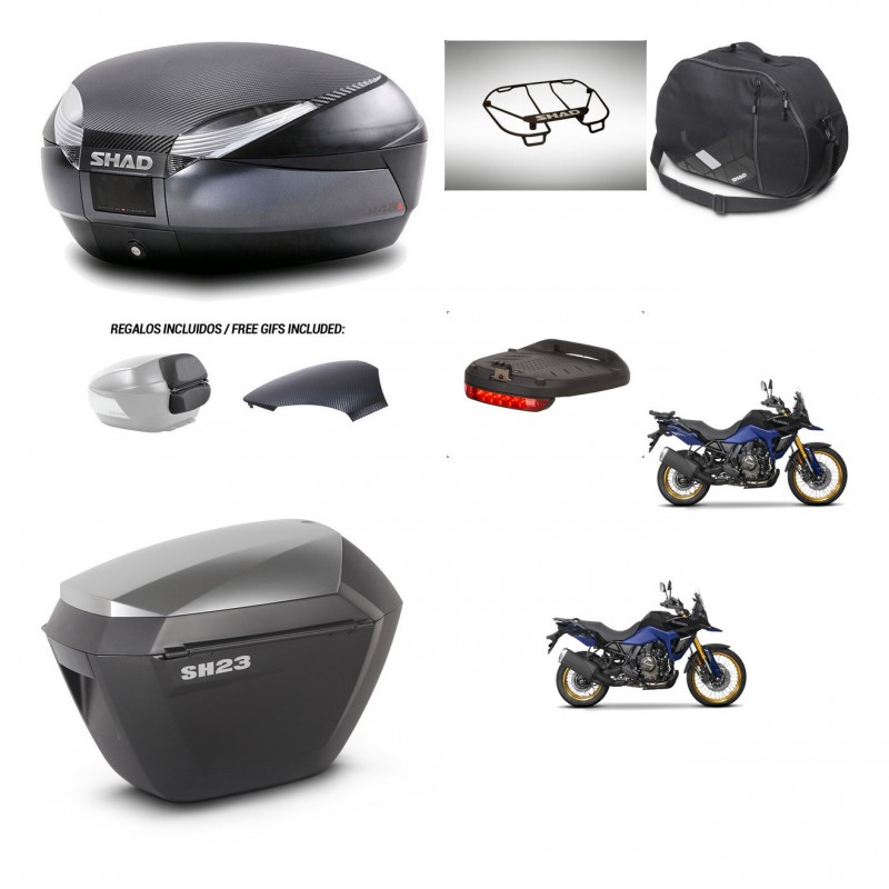 SHAD SH23 alu suitcases + mounting bracket SH48 trunk backrest cover accessories 49 L KIT-476371