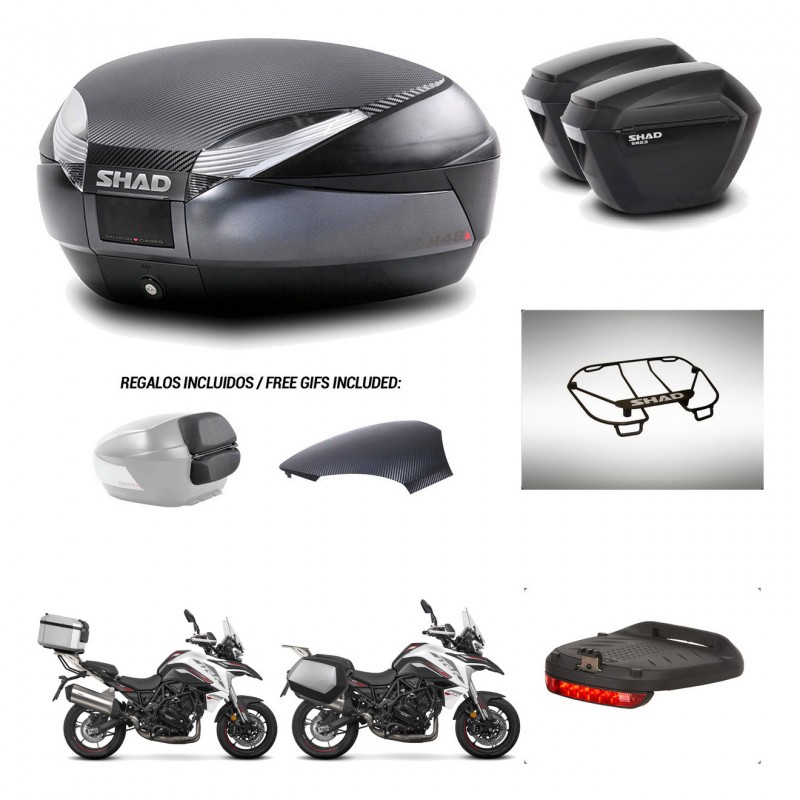 SHAD Maletas sh23 + soporte montaje baul SH48 tapa respaldo accesorios 49 L KIT-476404