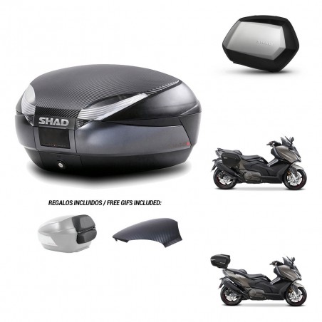 SHAD Maletas SH35 PREMIUM + soporte montaje baul SH48 tapa respaldo 49 L KIT-476423