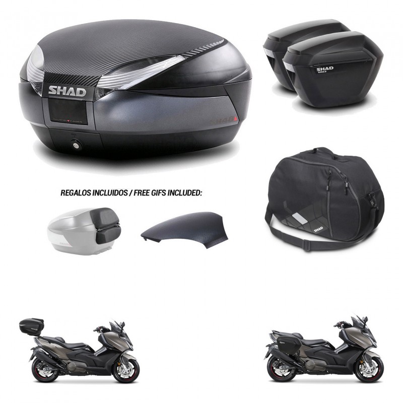 SHAD Maletas sh23 + soporte montaje baul SH48 tapa respaldo accesorios 49 L KIT-476434