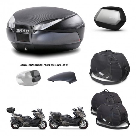 SHAD Maletas SH35 PREMIUM + soporte montaje baul SH48 tapa respaldo accesorios 49 L KIT-476436