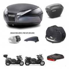 SHAD Maletas sh23 alu + soporte montaje baul SH48 tapa respaldo accesorios 49 L KIT-476443