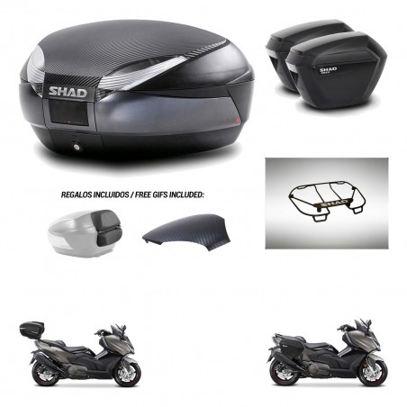 SHAD Maletas sh23 + soporte montaje baul SH48 tapa respaldo accesorios 49 L KIT-476446