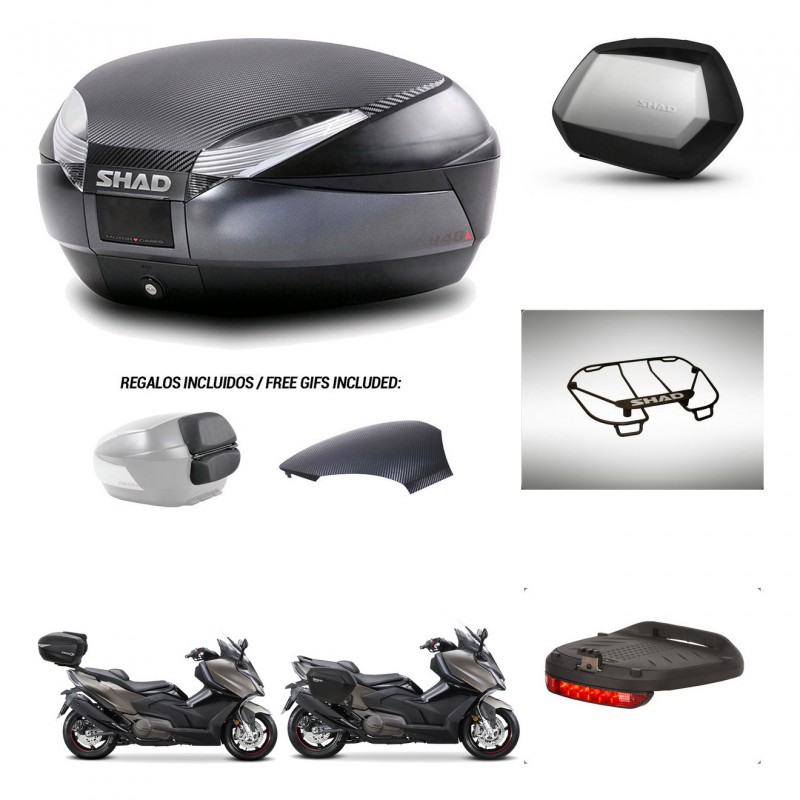 SHAD Maletas SH35 PREMIUM + soporte montaje baul SH48 tapa respaldo accesorios 49 L KIT-476453