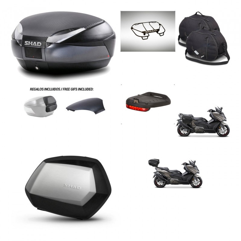 SHAD Maletas SH35 PREMIUM + soporte montaje baul SH48 tapa respaldo accesorios 49 L KIT-476454
