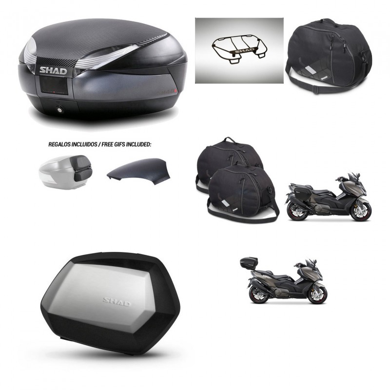 SHAD Maletas SH35 PREMIUM + soporte montaje baul SH48 tapa respaldo accesorios 49 L KIT-476460