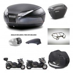 SHAD Maletas sh23 alu + soporte montaje baul SH48 tapa respaldo accesorios 49 L KIT-476461