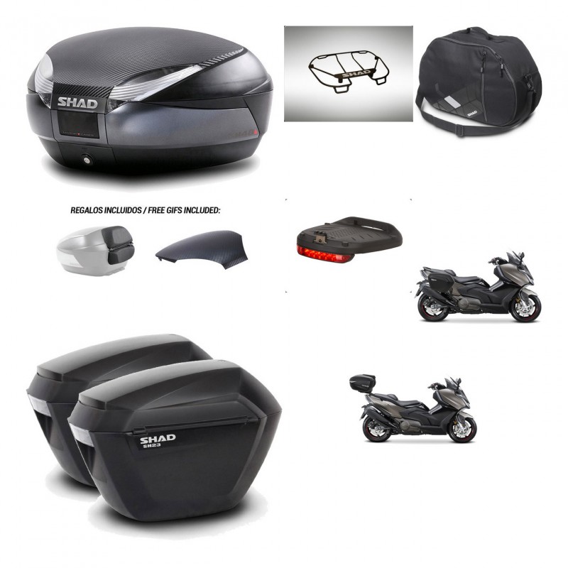 SHAD Maletas sh23 + soporte montaje baul SH48 tapa respaldo accesorios 49 L KIT-476464