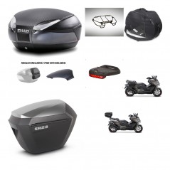 SHAD SH23 alu suitcases + mounting bracket SH48 trunk backrest cover accessories 49 L KIT-476467