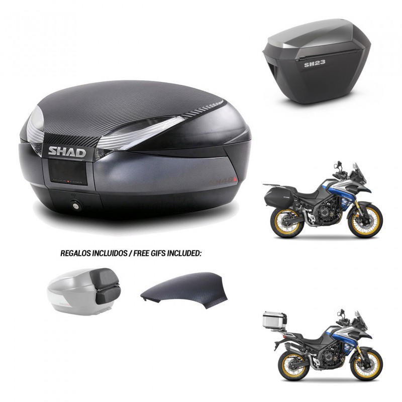 SHAD Maletas sh23 alu + soporte montaje baul SH48 tapa respaldo 49 L KIT-476473