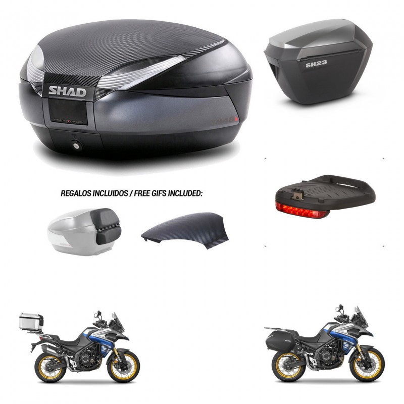 SHAD Maletas sh23 alu + soporte montaje baul SH48 tapa respaldo accesorios 49 L KIT-476479
