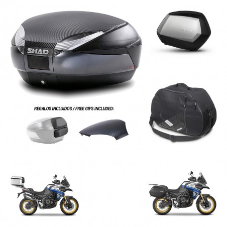 SHAD Maletas SH35 PREMIUM + soporte montaje baul SH48 tapa respaldo accesorios 49 L KIT-476483