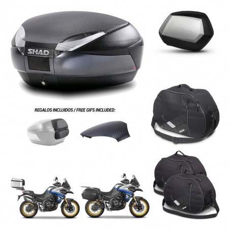 SHAD Maletas SH35 PREMIUM + soporte montaje baul SH48 tapa respaldo accesorios 49 L KIT-476484